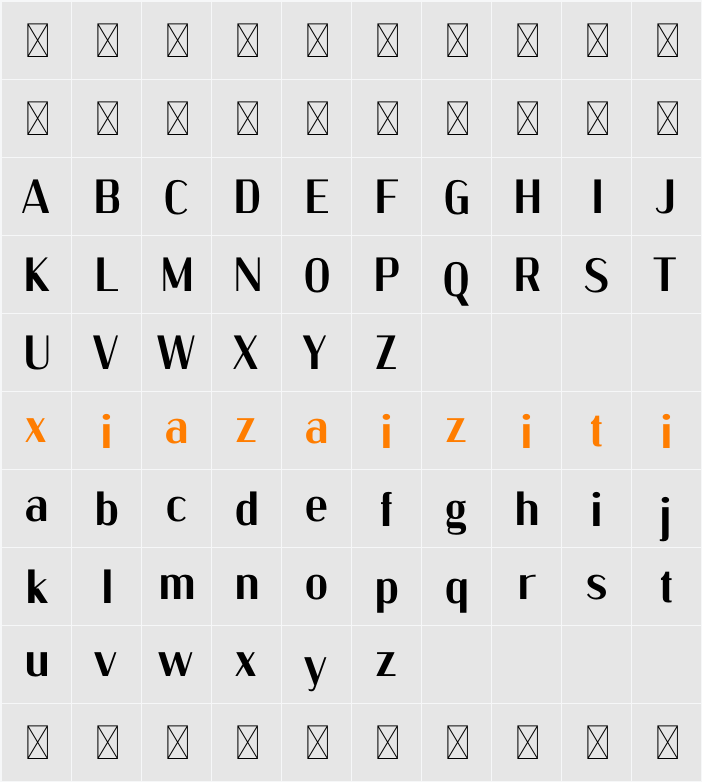 Kinsley DEMO 字符映射表