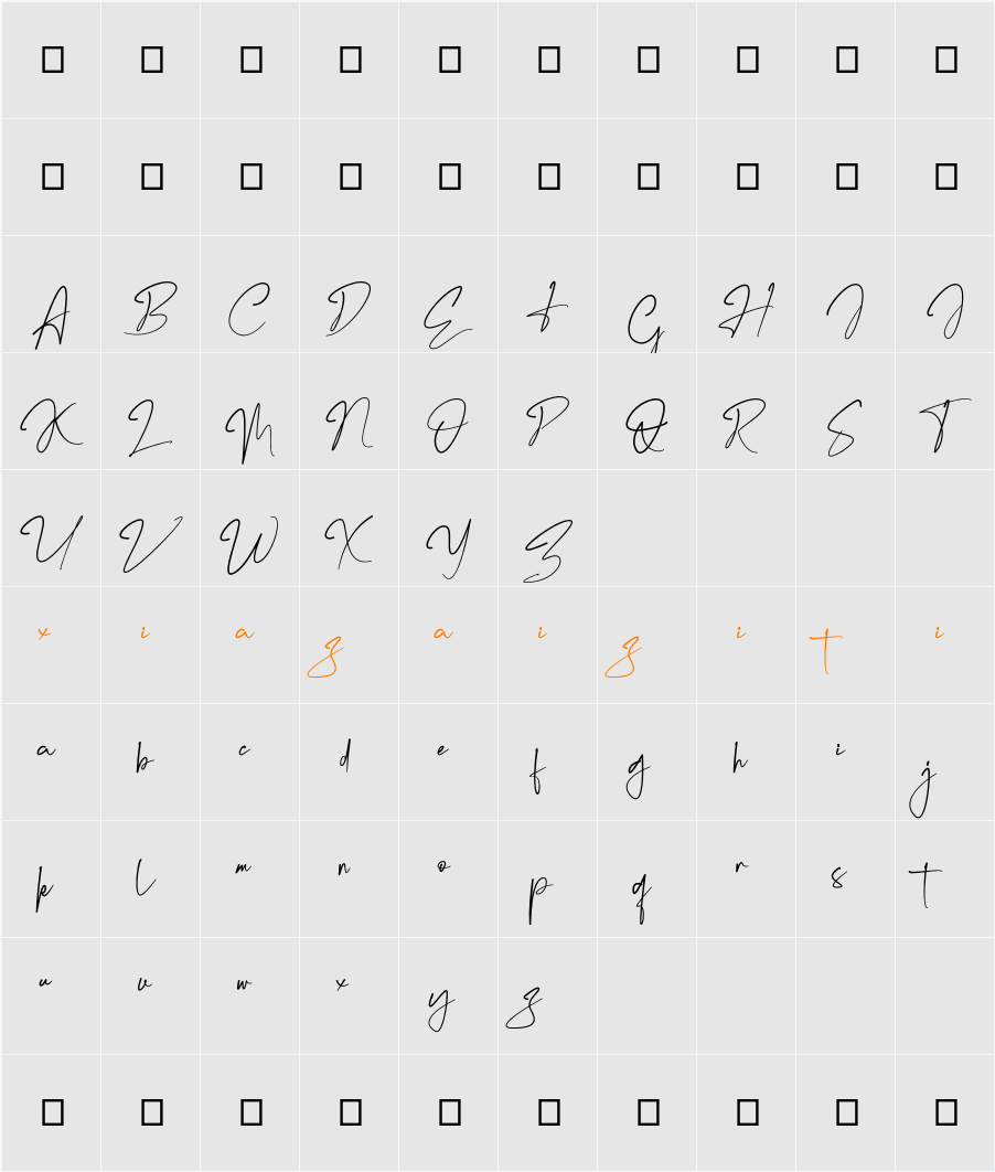 Marentta Signature Personal Use Only 字符映射表