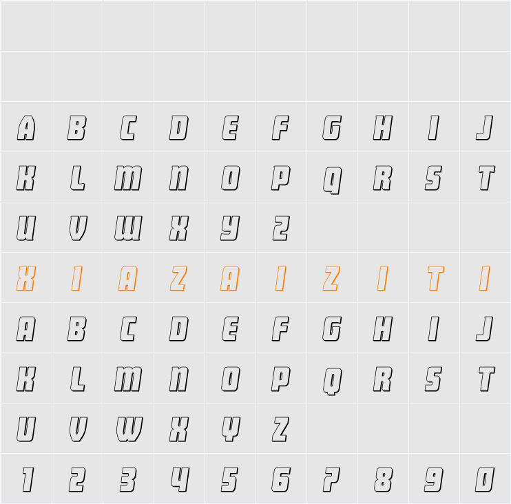 Intrepid Spear 3D 字符映射表