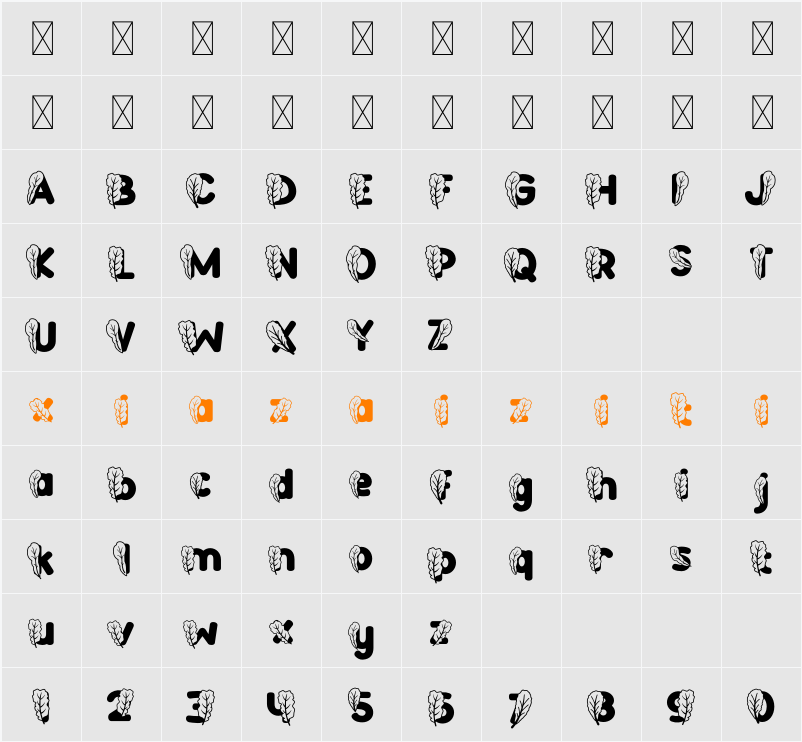 Green Delight Leaf 2 字符映射表