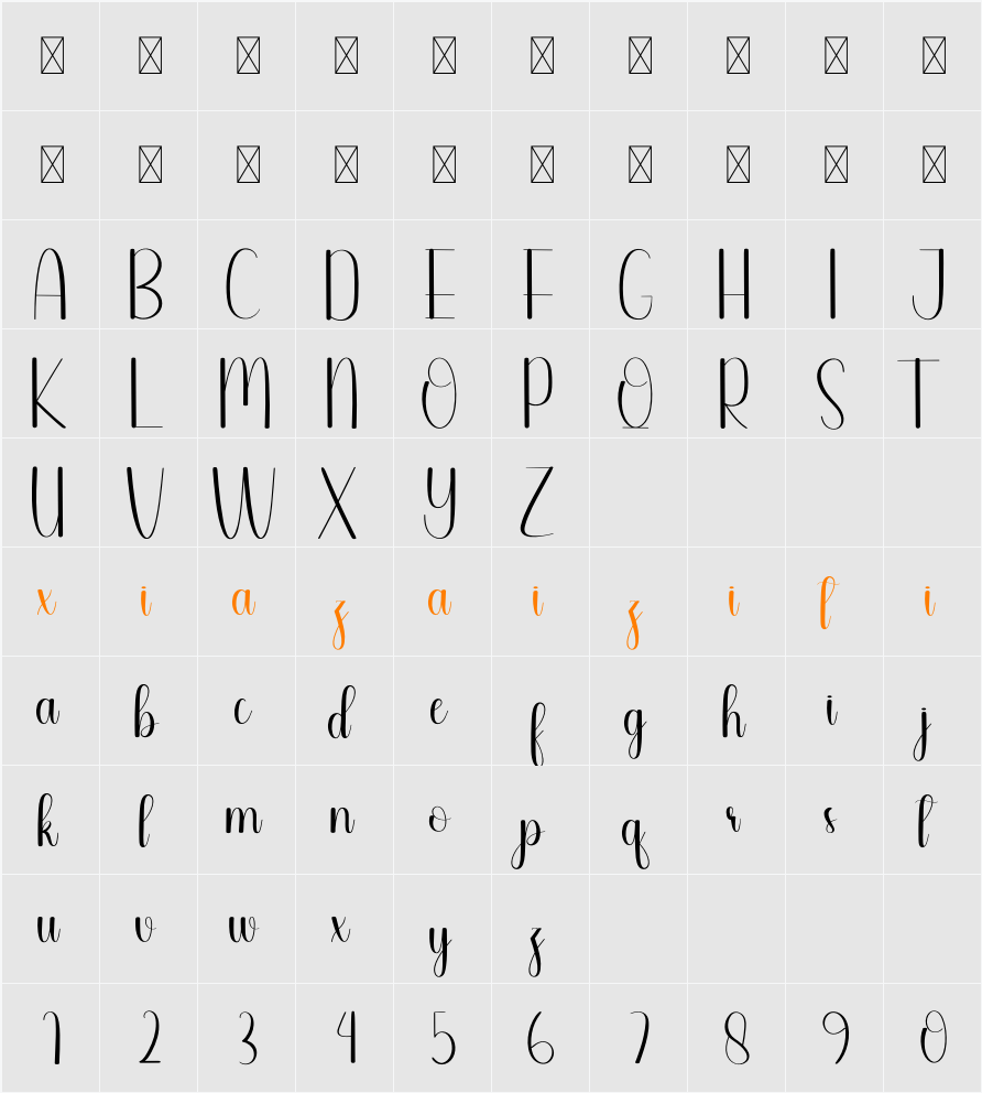 Honeymoon 字符映射表