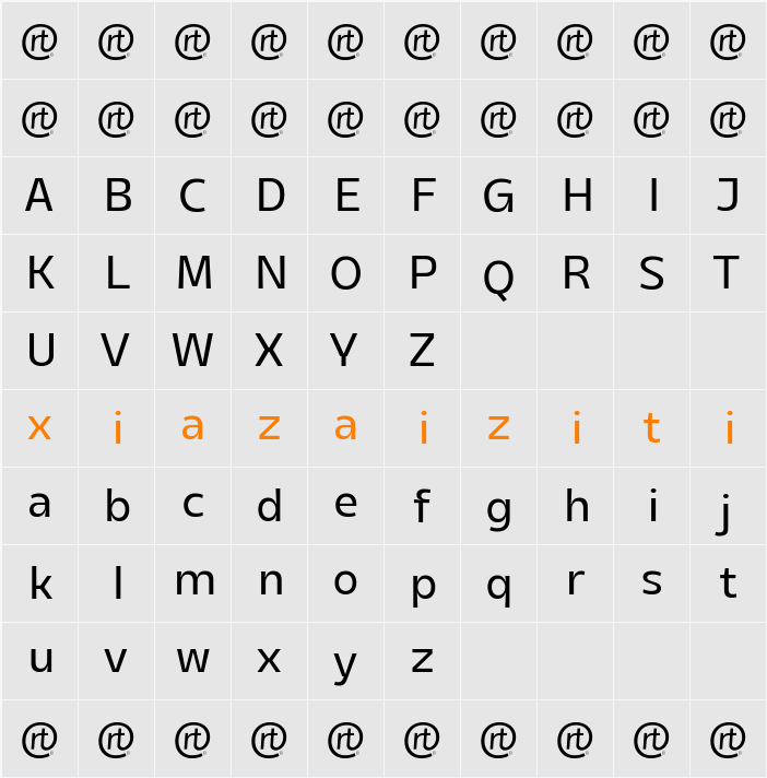 Madiffure Demo 字符映射表