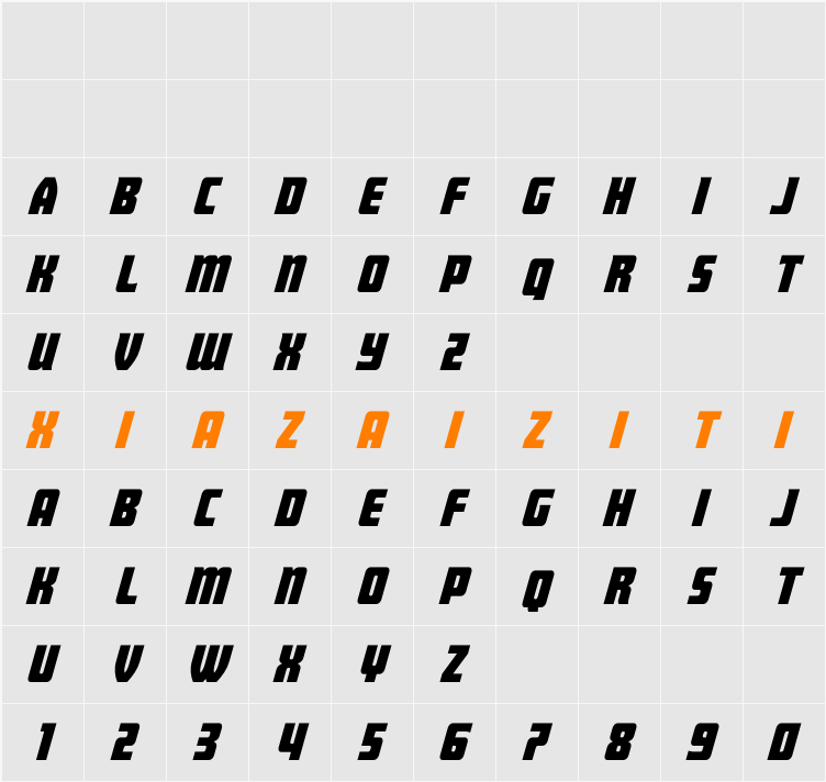 Intrepid Spear Italic 字符映射表