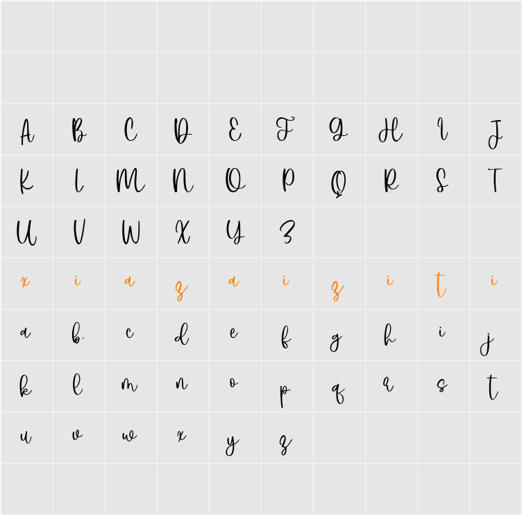 Hello Angela 字符映射表