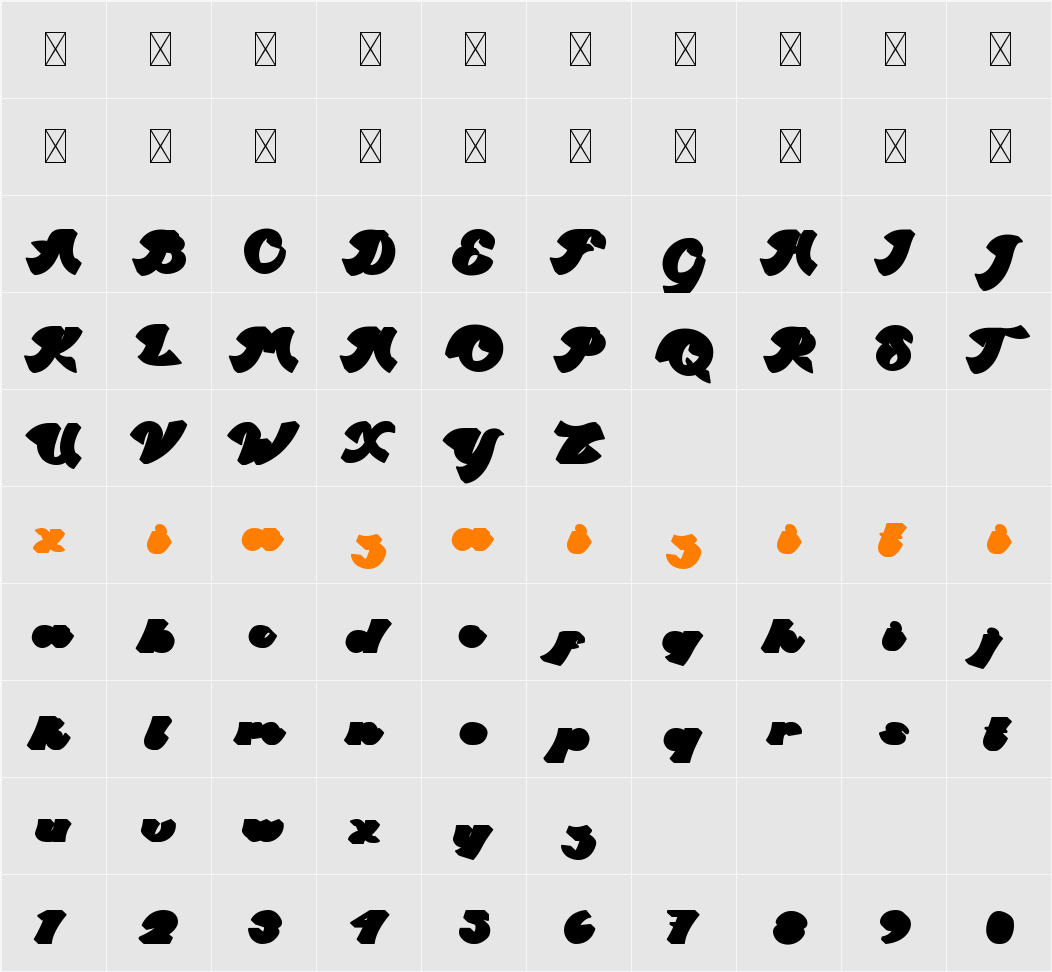 Kasabina Shadow 字符映射表