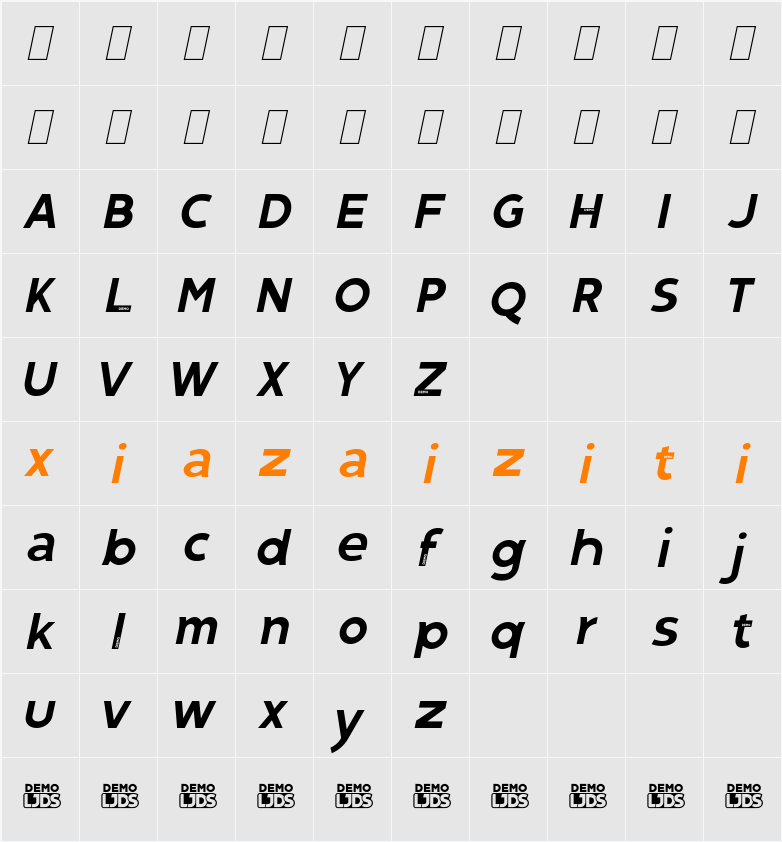 Gospel Sans DEMO 字符映射表