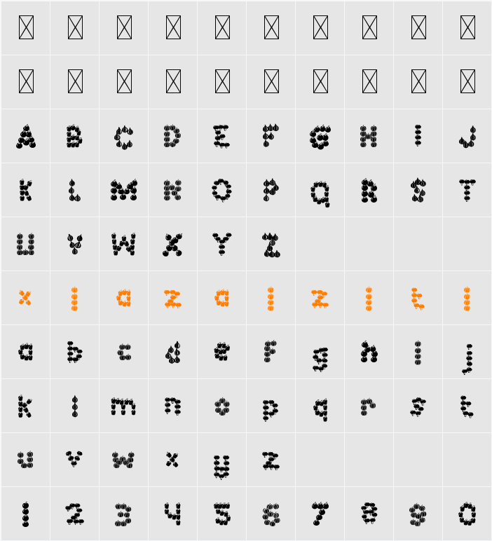 Green Delight Vegetable 3 字符映射表