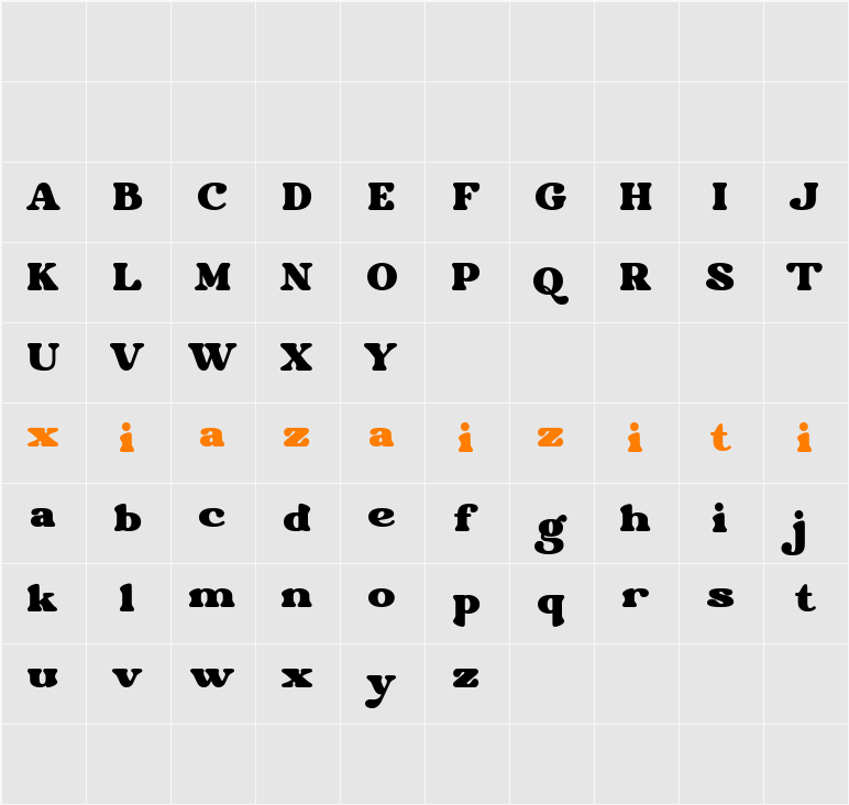 Rapture DEMO 字符映射表