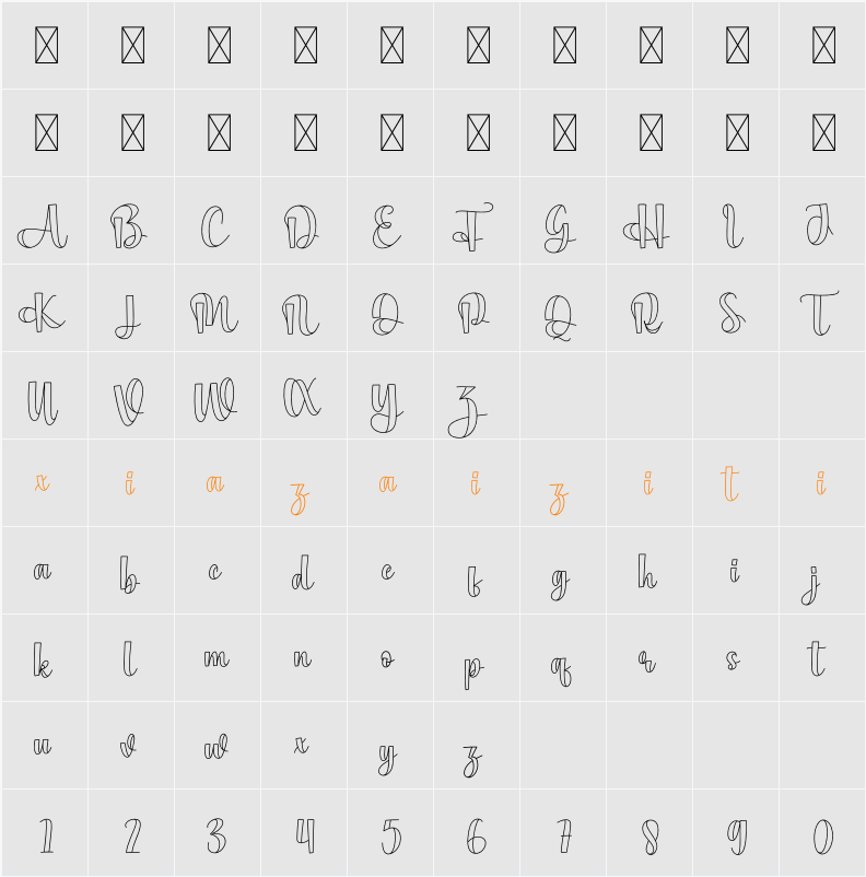 Pendant 字符映射表