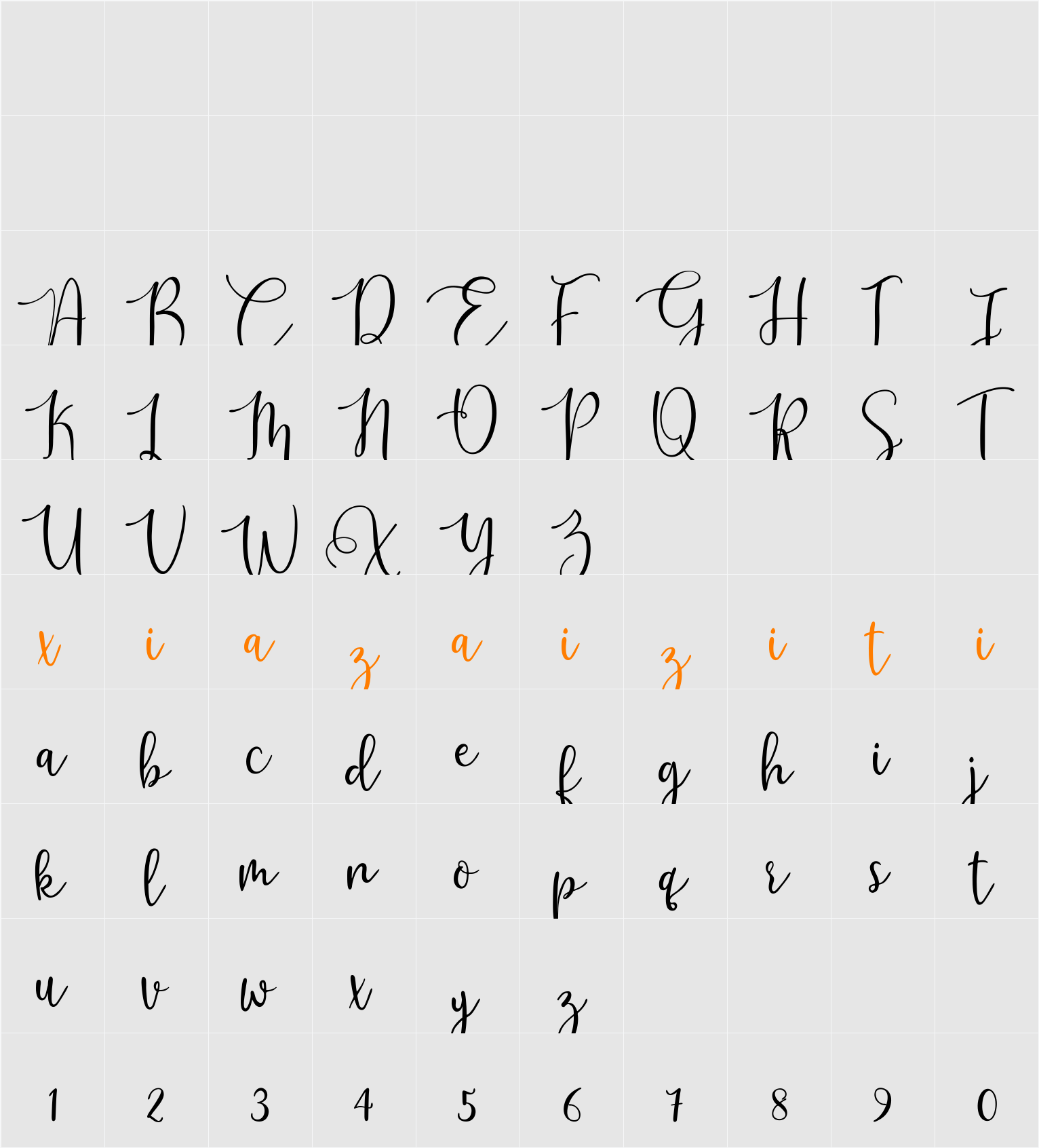 Platipus Script 字符映射表