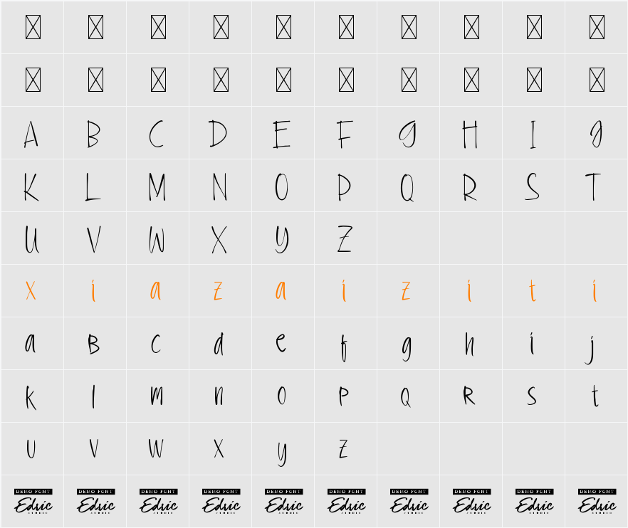 Oceano Fredie Demo 字符映射表