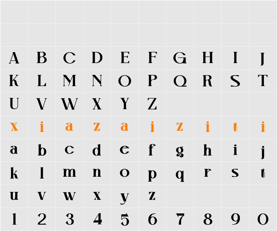 Mvoky Thin 字符映射表