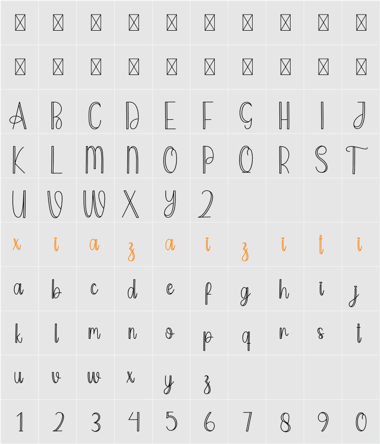Modern Planner 字符映射表