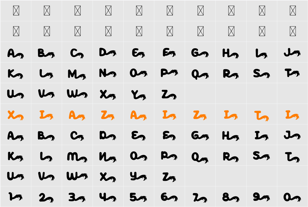 Peppy Pegasus Tail 字符映射表