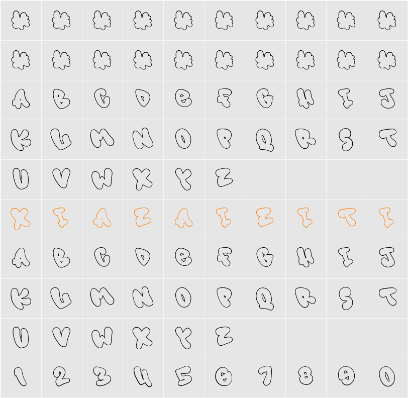 Murals Tribe Letter Outline 字符映射表