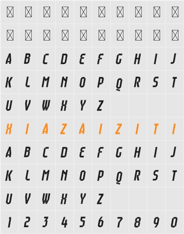 Raumdeuter Inline Italic 字符映射表