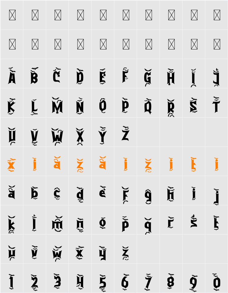 Purgatorie Bat 字符映射表