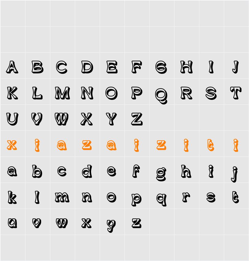 Rapsed 3D Demo rudeRight 字符映射表