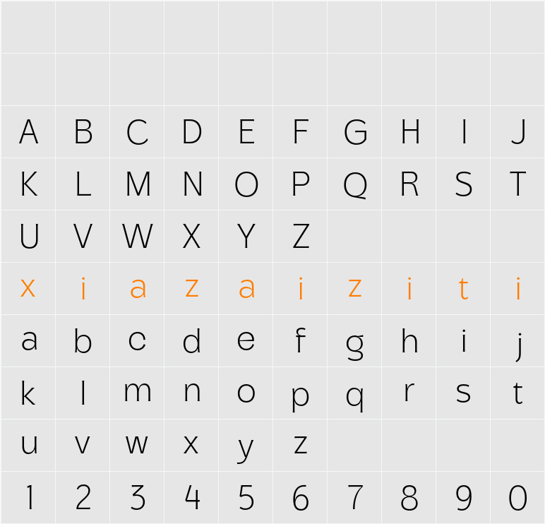 Parsone Light 字符映射表