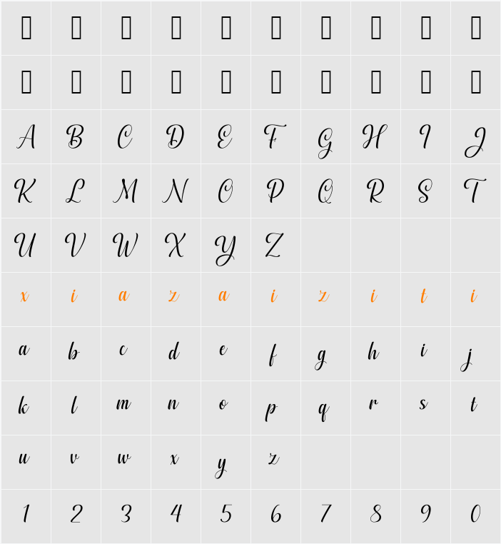 Mickey Carley 字符映射表