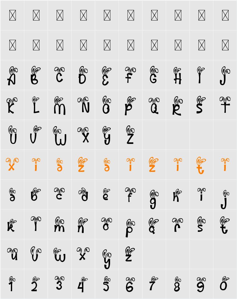 Palm Sunday Bunny Ear 字符映射表