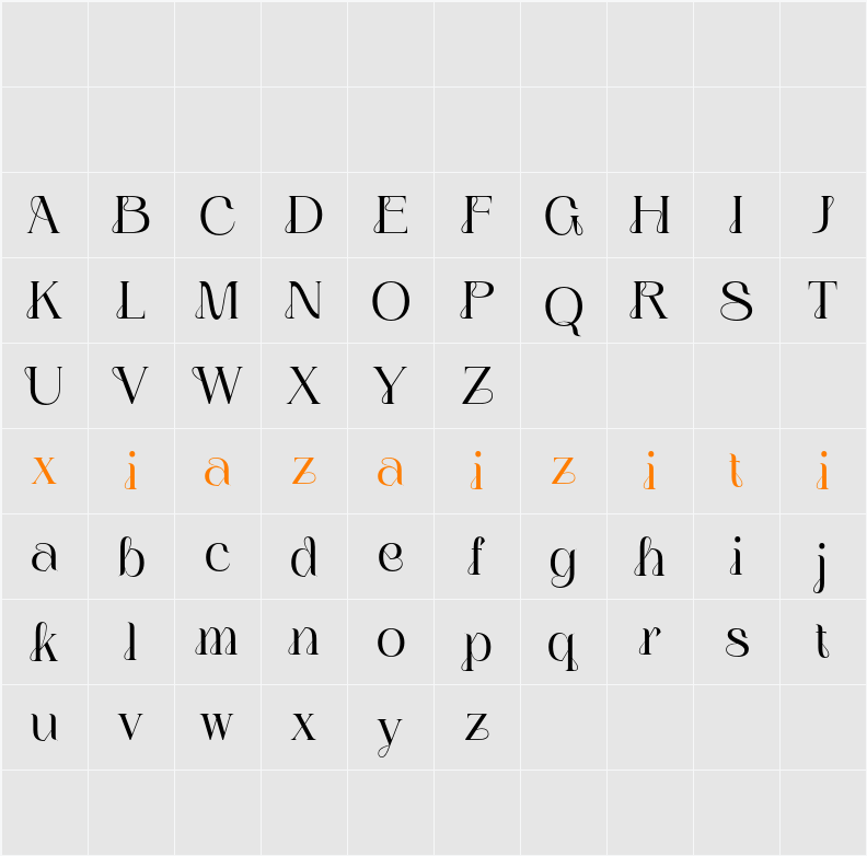 Nerilla Demo 字符映射表