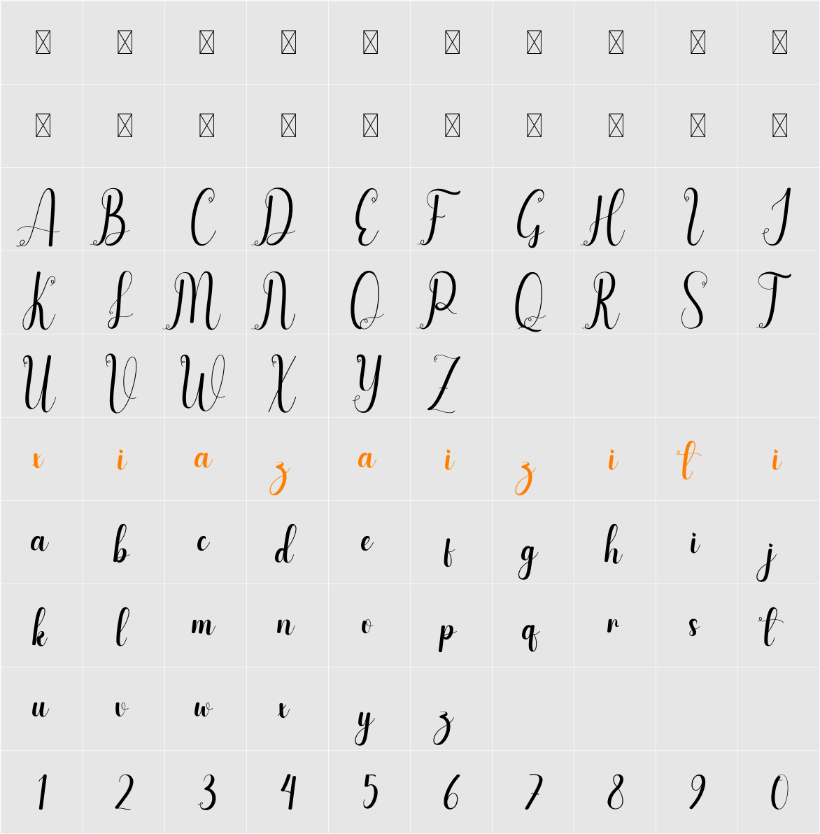 Milkday 字符映射表