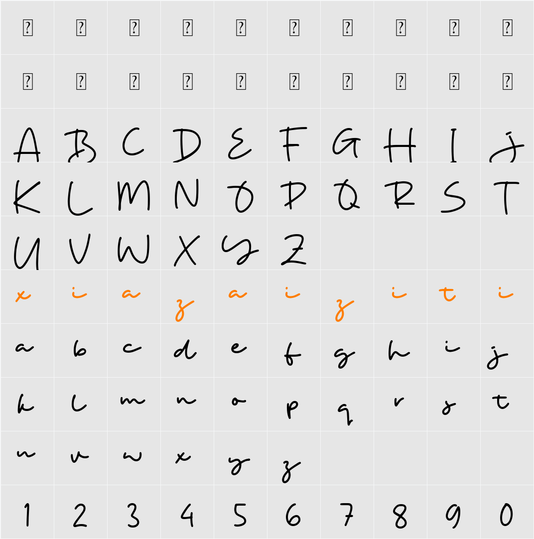 Only Youth 字符映射表