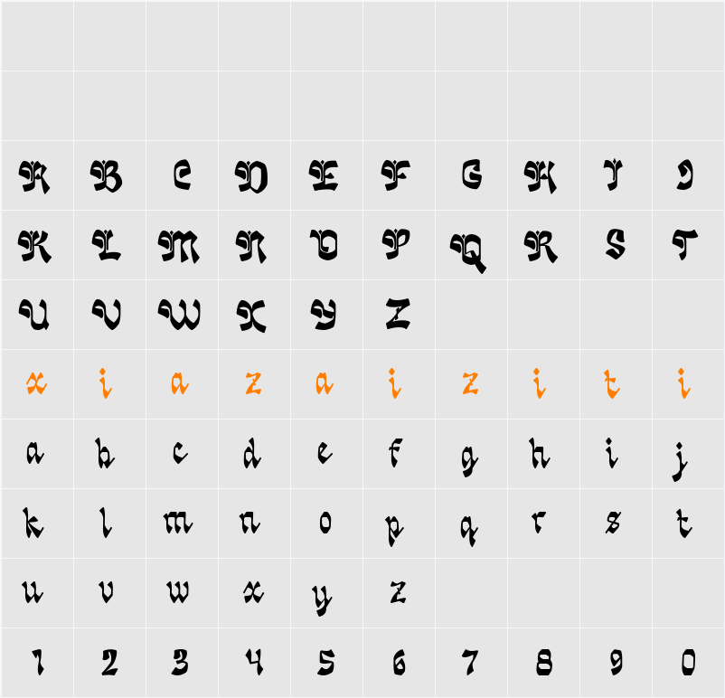 Rampink DEMO 字符映射表