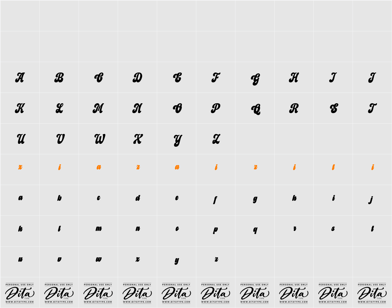 Mildenday Personal Use 字符映射表