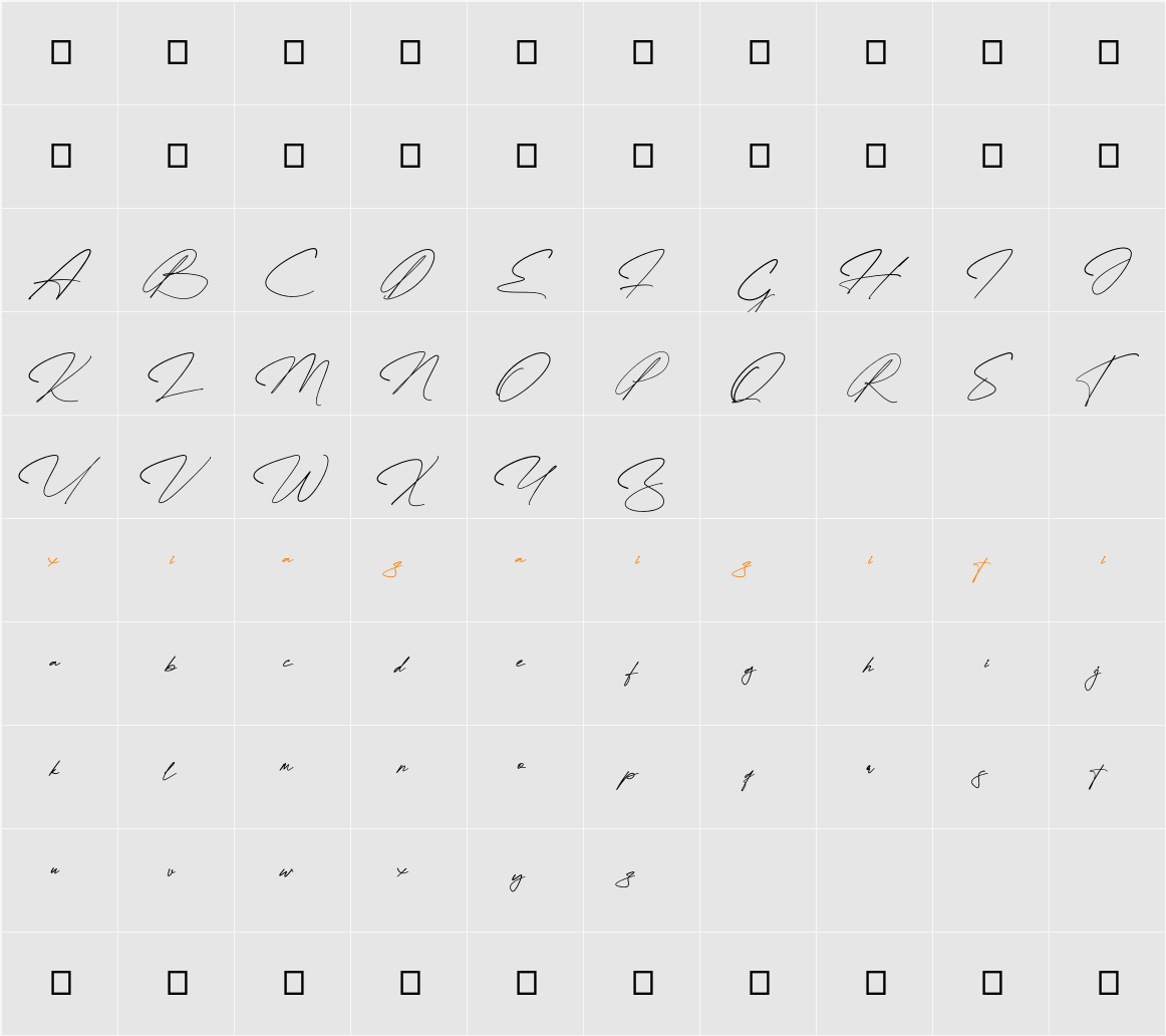 Quenttine Signature Personal Use Only 字符映射表