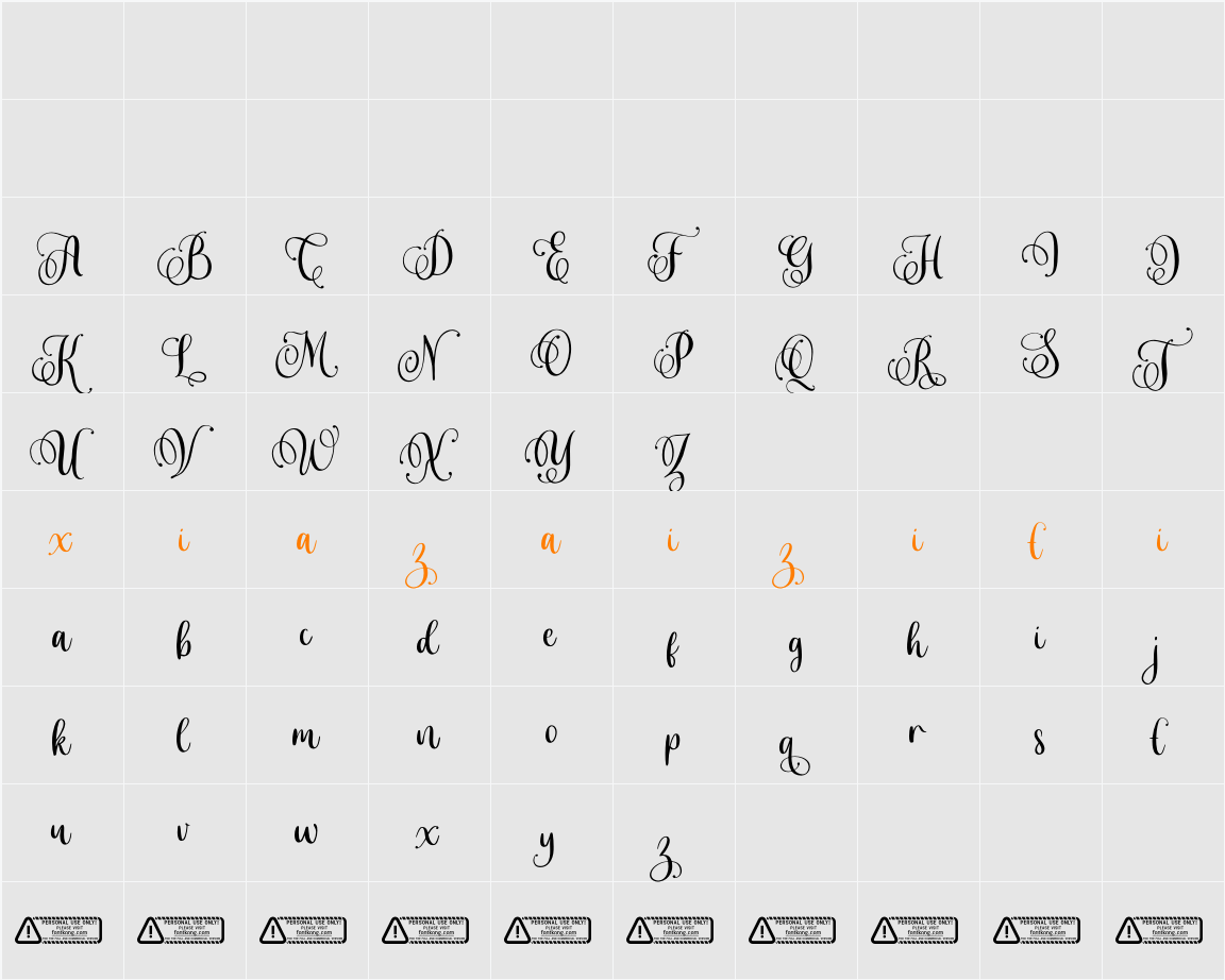 Mellanta PERSONAL USE ONLY! 字符映射表