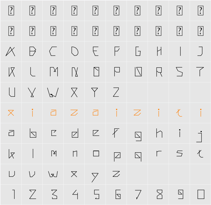 raxye 字符映射表