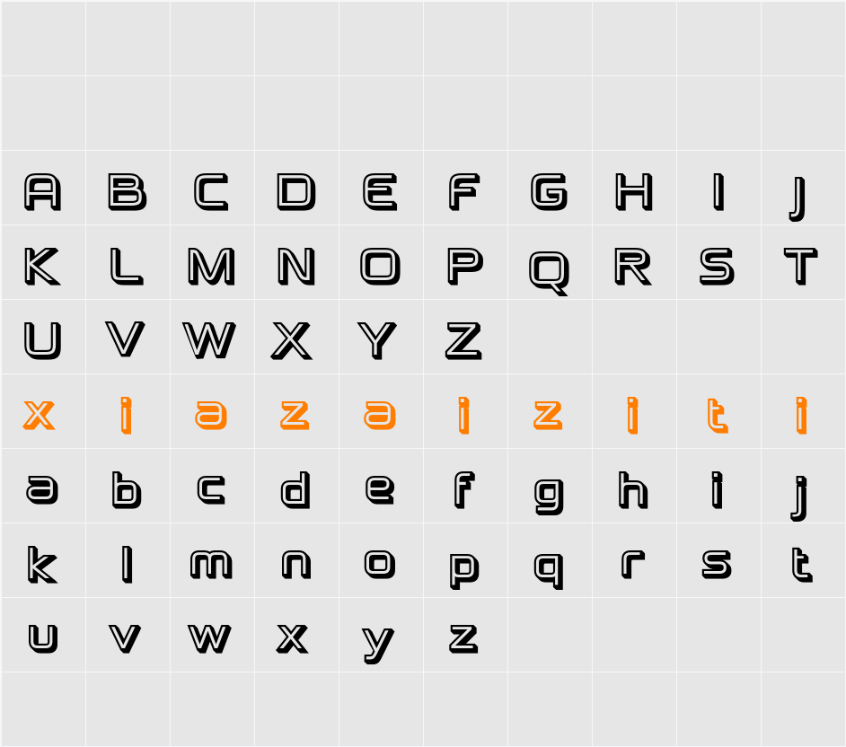 Megatrans 3D Demo ExtrudeRight 字符映射表