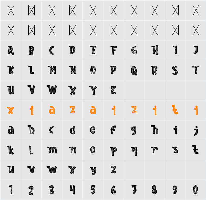 Nordic Whimsy Three 字符映射表
