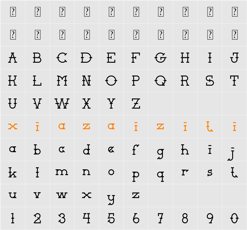 Old Barn 字符映射表