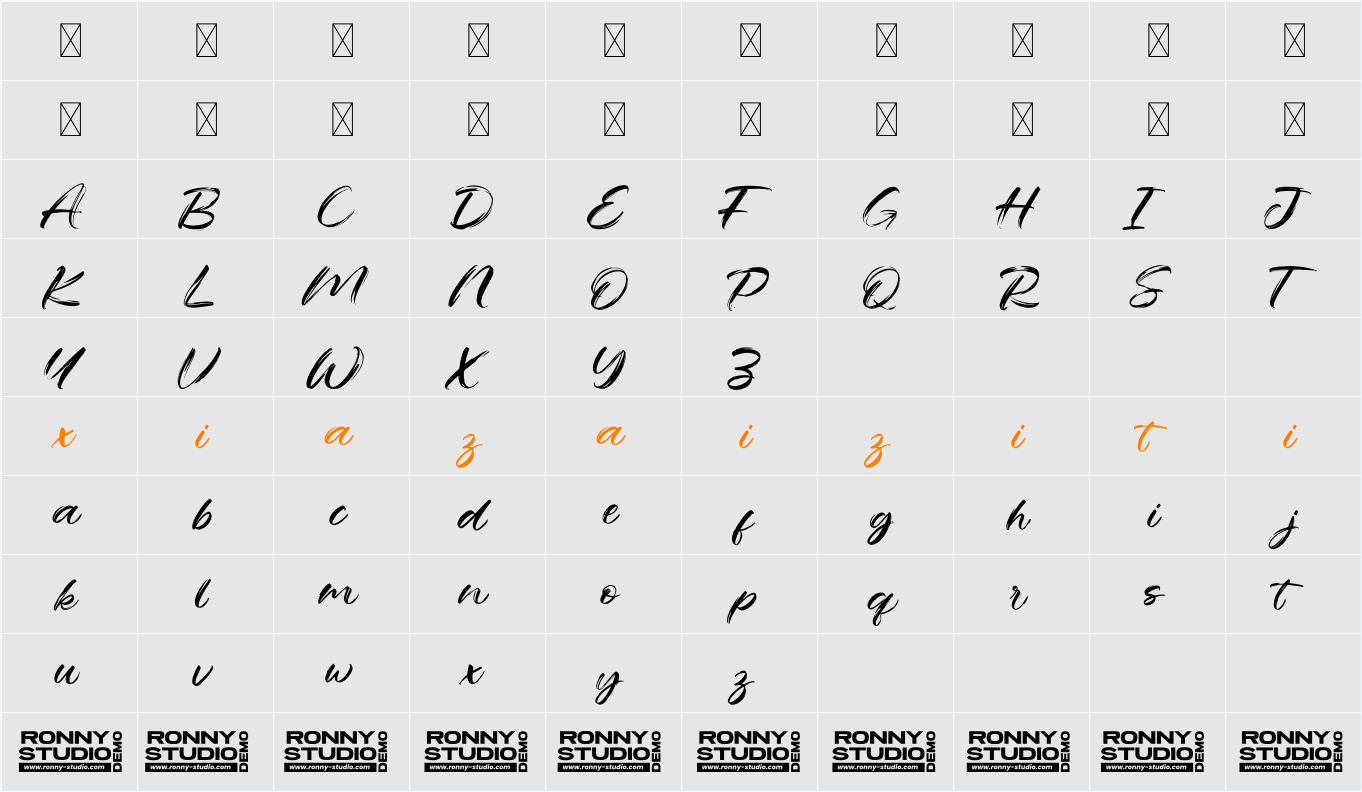 Millya Collins DEMO 字符映射表