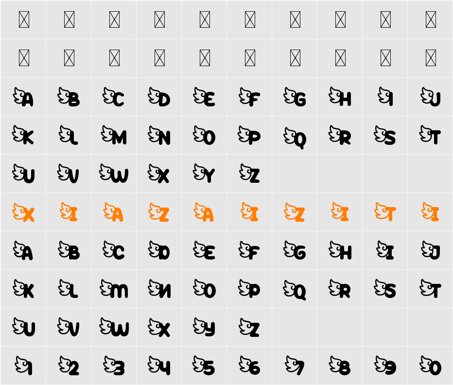 Peppy Pegasus Left Wing 字符映射表