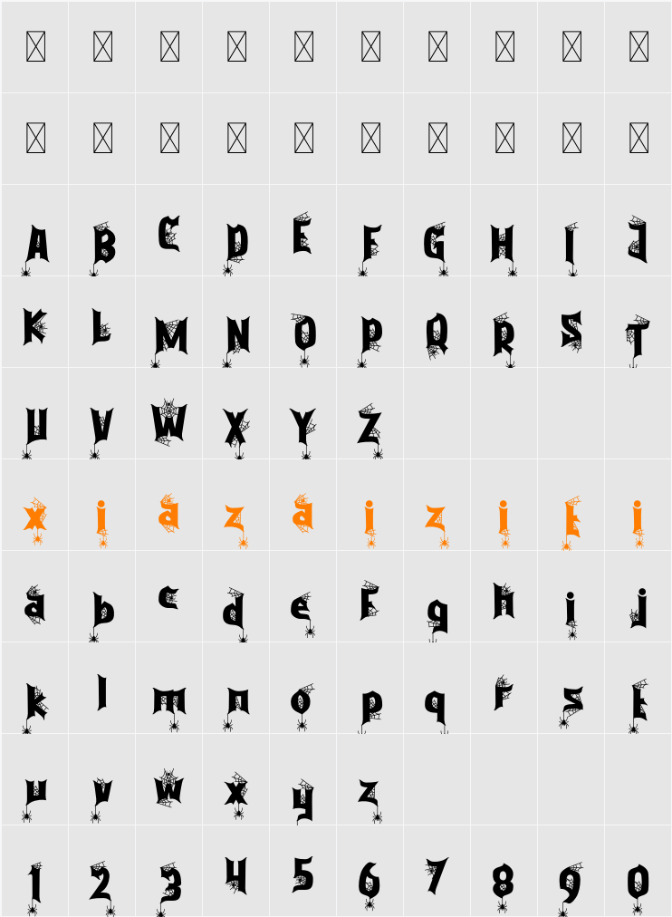 Purgatorie Spider 字符映射表