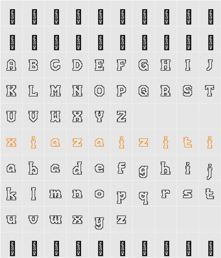 Pixelmax Outline 字符映射表