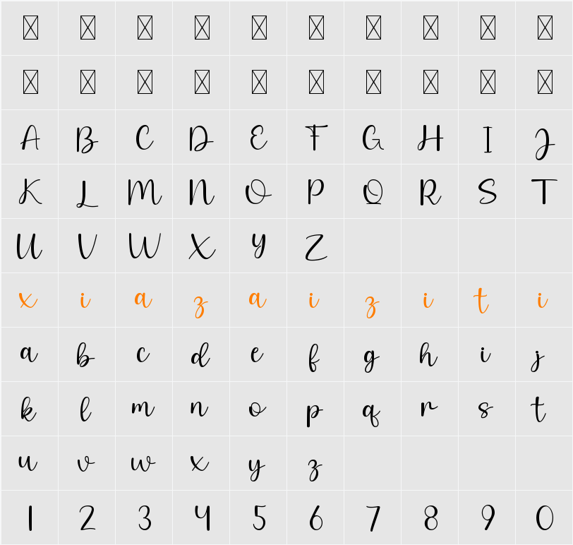 Rain In November 字符映射表