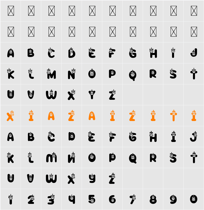 Peppy Pegasus Head 字符映射表