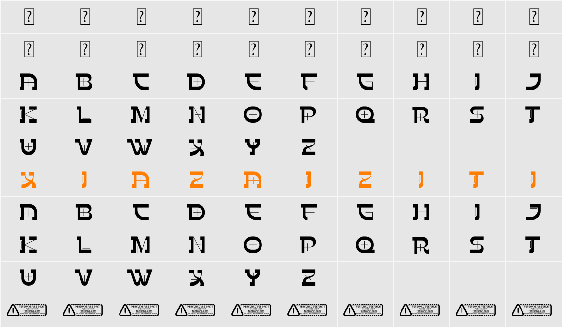 Nortman PERSONAL USE ONLY! 字符映射表