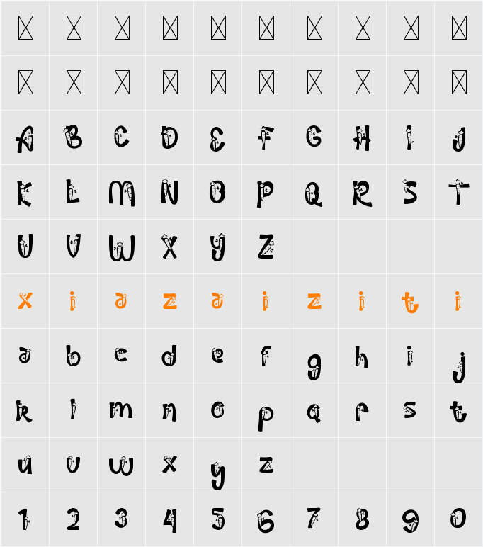 Palm Sunday Carrot 字符映射表