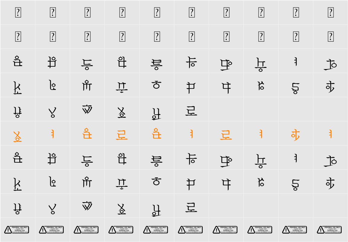 Ramyeon PERSONAL USE ONLY! 字符映射表