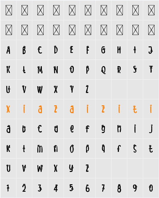 Meow Zilla Cat 4 字符映射表