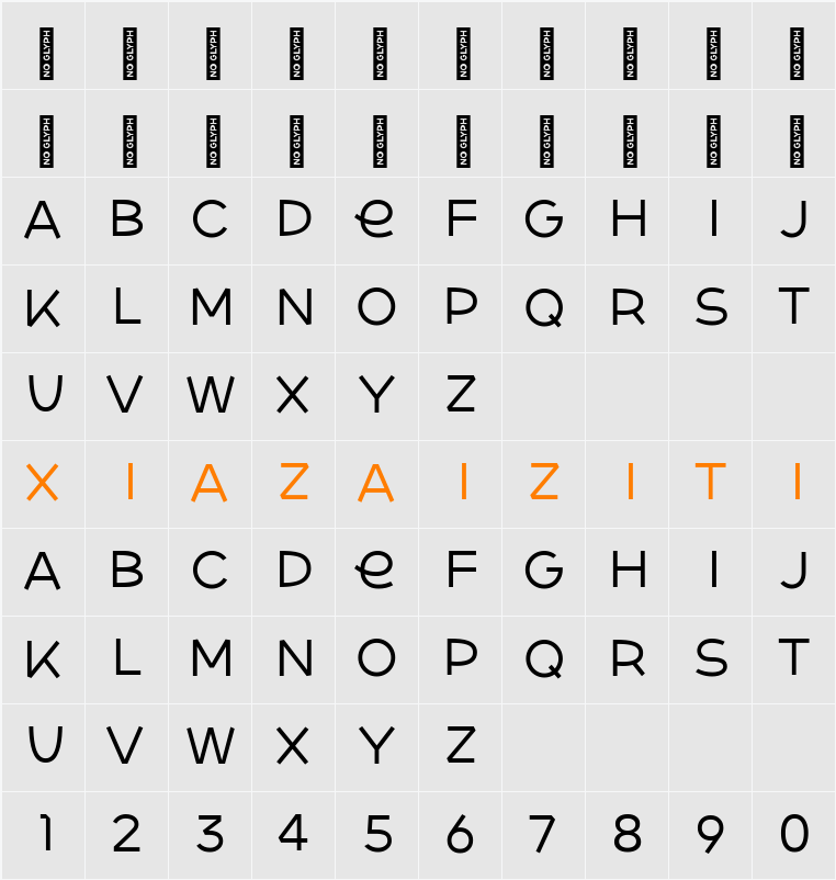 MoveSans Light 字符映射表