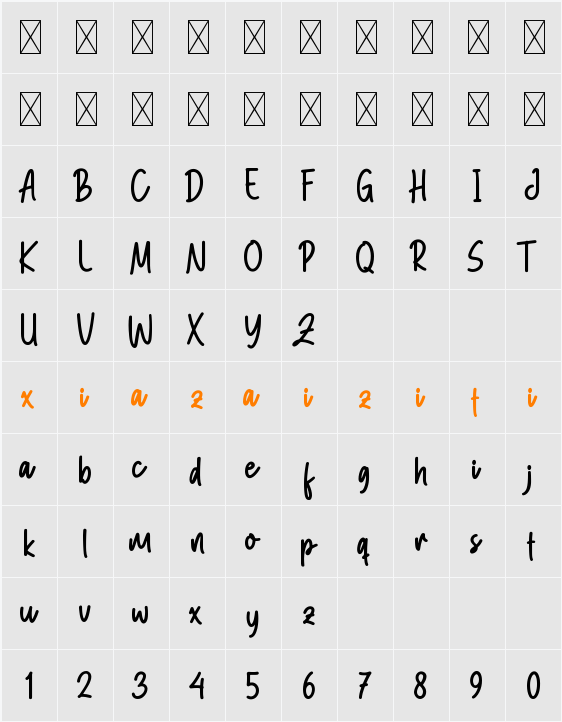 Monica Angeles 字符映射表