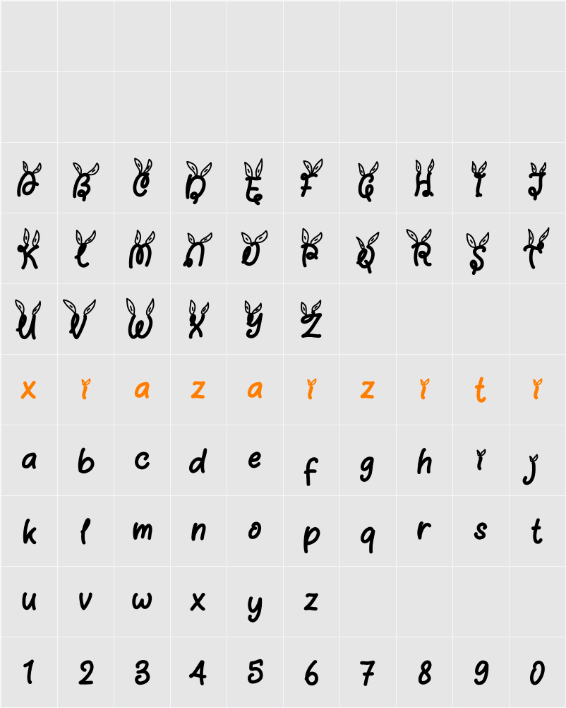 Rabbit Dream Demo 字符映射表