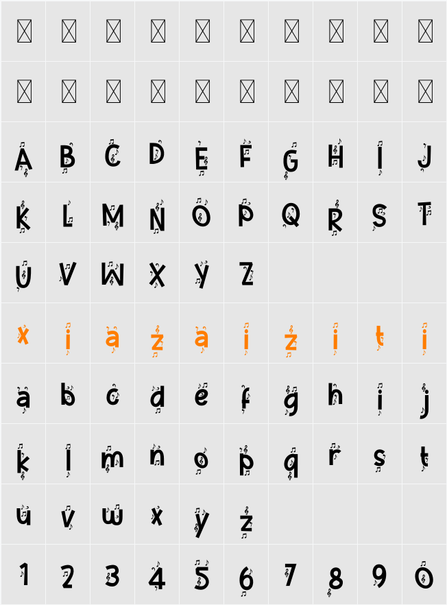 Music Note Six 字符映射表